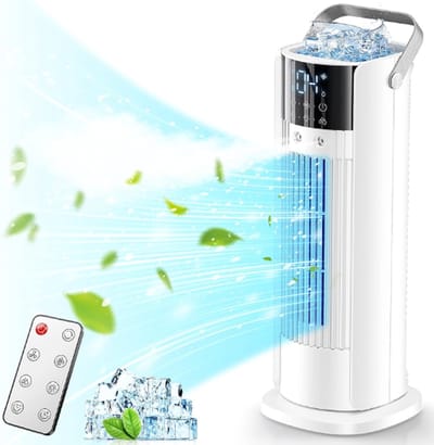 TADES® Airco - Mini Airco - Mobiele Airco - Aircooler - Luchtkoeler - Airco Zonder Afvoerslang - Aircooler Met Koelelementen - Aircooler Met Water - Airco - Luchtkoeler Met Waterreservoir