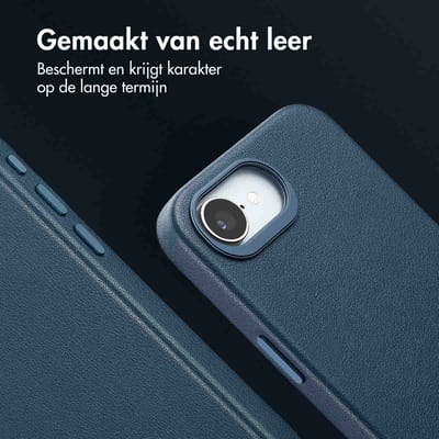 Accezz Hoesje - Geschikt voor iPhone 17e / 16e - geschikt voor MagSafe Leather Backcover - Nightfall Blue