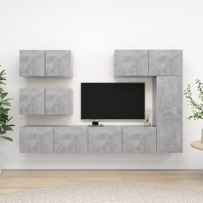 vidaXL - 6-delige - Tv-meubelset - bewerkt - hout - betongrijs