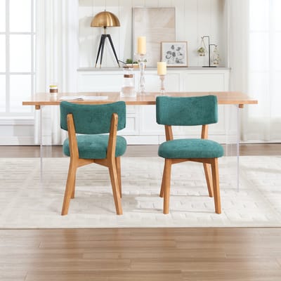 OKWISH Eetkamerstoel 54,5 x 47 x 77 Cm - Ergonomische Stoffen Zitting - Voor Eetkamer Of Kantoor - Hout - Groen