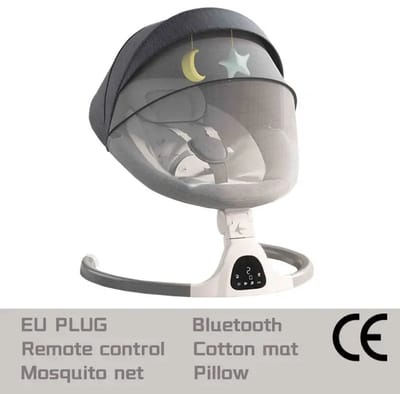 Elektrische Wipstoel - Baby Schommel - Elektrisch Wieg - Baby Bed - LED-display Scherm - Afstandsbediening - Bluetooth - Verstelbare Hangstoel - Nieuw Grijs