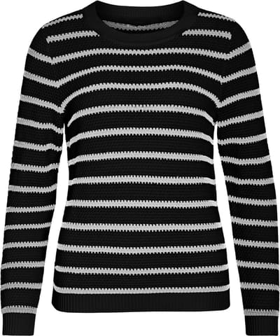Vila Trui Vidalo O-neck L/s Stripe Knit Top- 14101685 Black/white Alys Dames Maat - S