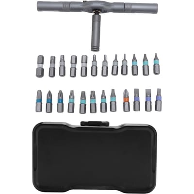 24 in 1 Ratelschroevendraaierset met Koffer Staal Multi Bit DIY Ratelschroevendraaierset voor Huishouden gray