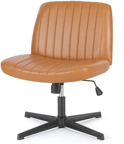 Bureaustoel Verstelbaar 40–50 cm – Kruisvoet Stoel Zonder Wielen en Armleuningen – PU Leren Ergonomische Vrijetijdsstoel met Schuimvulling – 136 kg Draagvermogen
