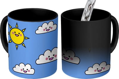 Magische Mok - Foto op Warmte Mokken - Koffiemok - Kawaii - Patronen - Zon - Kinderen - Magic Mok - Beker - 350 ML - Theemok
