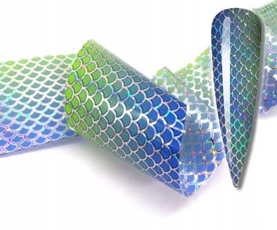 Frezarkowo - Folie Transfer Voor Nageldecoratie - 100cm x 4cm - Syrenka - Rybia Łuska - Ombre - Holo