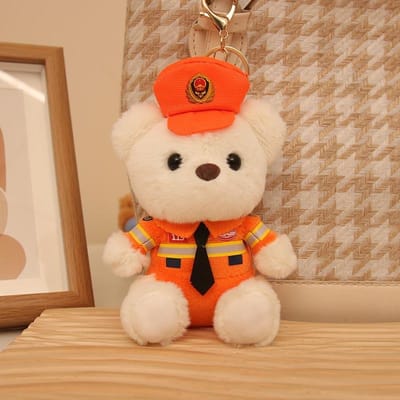 Poupée ours policier mignon officier pompier combinaison cycliste réfléchissante jouet en peluche cadeau poupée ours policier de la circulation 15cm