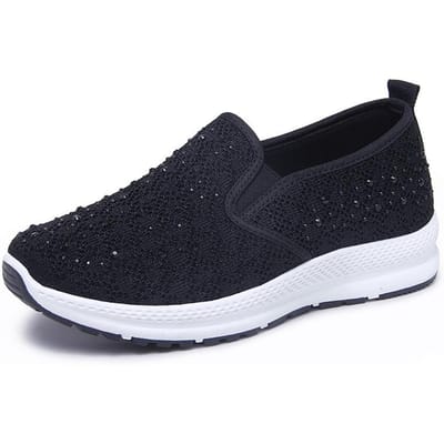 Damesschoenen Lente Nieuwe Vliegende Schoenen Platte Casual Sportschoenen Ouderen Wandelschoenen Zachte Zool Mode Mama Schoenen 40