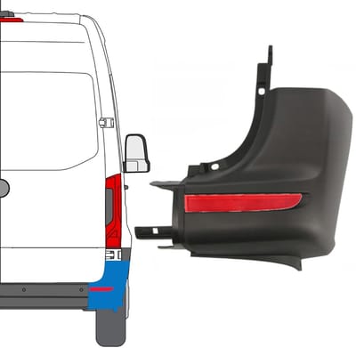 Hoek achterbumper + reflectorlamp voor Mercedes Sprinter 2018- / Rechts / Set