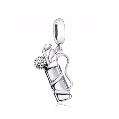 Fler® | Bedel | Past op populaire bedel armbanden (standaard-3mm) | armbandbedel | Golftas Bedel | Golf sport | Hangbedel Charm | 925 sterling zilver | Meerkleurig | Armband Kraal | Vriendschap, Verjaardagsgeschenk, Kado, Kerstcadeau