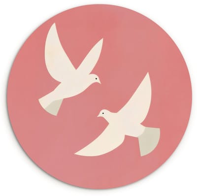 WallCircle® Wandcirkel 120x120 cm - Muurcirkel Duiven - Wit - Sierlijk - Muurdecoratie woonkamer - Wanddecoratie slaapkamer - Kamer decoratie accessoires - Ronde schilderijen XXL