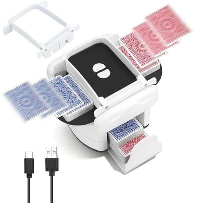 Sensova Automatische Kaartenschudmachine Voor 1–4 Decks - Oplaadbare Kaartenschudder Met 2 Shuffle Modi - Geschikt Voor Speelkaarten Poker Bridge UNO En Fase 10 - Stil En Compact Design