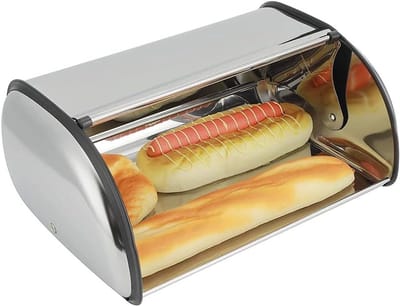 Broodtrommel Metaal - Broodmand Gebak - Brood Vers Houden - Schuifdeksel Luchtcirculatie - 44 x 27 x 18 cm