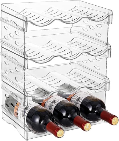 Famanu - Flessenrek set van 4 flessenorganizer voor 12 flessen koelkast en kast