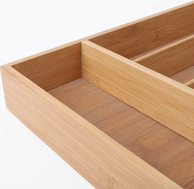 Bamboe bestekbak voor in keukenla - Bestek organizer van hoogwaardig bamboe hout - Bestekcassette - 35.5 x 26 x 5 cm