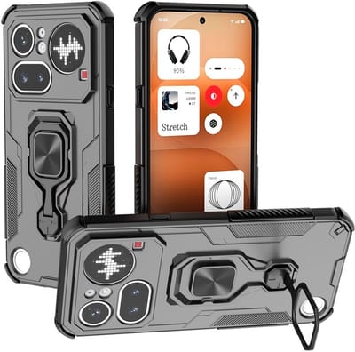 MobyDefend Hoesje - Geschikt voor Nothing Phone (4a) Pro - Dubbelgelaagde Pantsercase Met Standaard - Zwart