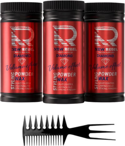 New Rebel Volume Effect Poeder – 3 Stuks + Styling Kam – Direct Volume & Flexibele Hold – 20g per stuk