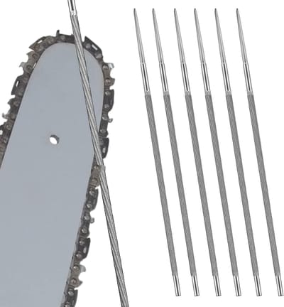 Ronde slijpbestanden voor kettingzagen, 5.2 mm, voor het slijpen van zaagkettingen, onderhoud van gereedschap, set van 6 voor het repareren en scherp houden van zaagkettingen, slijpgereedschap en tuinonderhoud