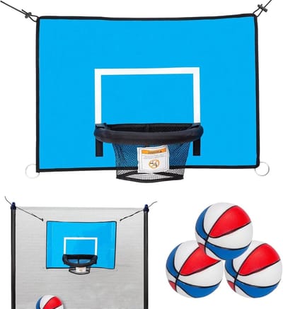 Trampoline Basketbal Hoepel - Trampoline Basketbal Set - Buiten Spelen - Verstelbare Hoogte - 45x35cm of 69x48cm - Blauw