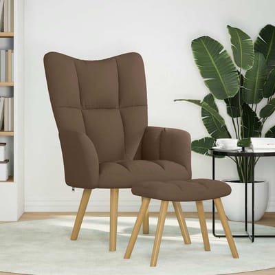 vidaXL - Relaxstoel - met - voetenbank - stof - bruin