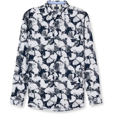 OLYMP Casual Overhemd, Regular Fit, Kent, Marineblauw