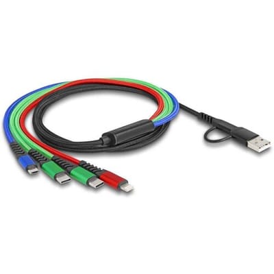 Delock 87035 USB-laadkabel USB 2.0 USB-A stekker, USB-C stekker, USB-C stekker, USB-micro-B stekker, Apple Lightning stekker 1.20 m Zwart, Blauw,