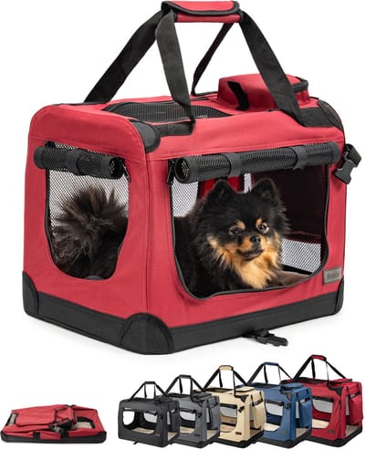 lionto transportbox, opvouwbaar, stevig & met kussen, 50x34x36 cm donkerrood