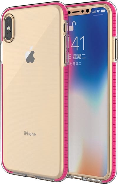 Peachy Beschermend gekleurde rand hoesje geschikt voor iPhone XS Max Case TPE TPU back cover - Roze