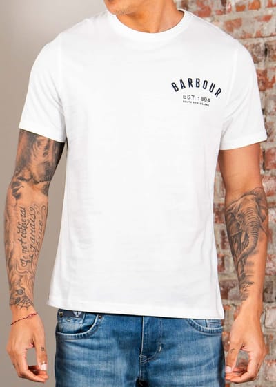 BARBOUR Preppy T-shirt Polo's & T-shirts Heren - Polo shirt - Wit - Maat XL