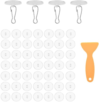Solidchoice - Dailygoody - Transparante Zelfklevende Plafondhaken - 50 Stuks - Ideaal voor Binnengebruik - Vlaggenmast Klemmen - Geschikt voor Feestdecoratie - Tran