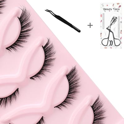 5 paar Nepwimpers - 3D valse wimpers set - driedimensionaal effect - laatste mode - kunstwimpers - gratis wimperkruller - gratis wimperkam - 17mm extra lang