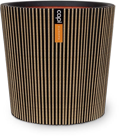 Capi Europe - Vaas conisch Groove NL - 36x34 - Goud - Opening Ø29 - Bloempot voor binnen en buiten - Levenslang garantie - Breukbestendig - 100% Recyclebaar - CO2 Neutraal geproduceerd - KGVGB612