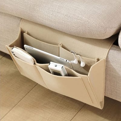 Bedside pocket - Bank organiser - Bankorganizer - Beige - Opbergzak - Nachtkastje - Bankopberger