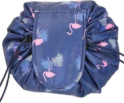 Fako Fashion - Magic Travel Pouch - Cosmetic Opberg Tas - Make-up Opbergsysteem - Make-up Toilettas - Reistas - Make Up Cosmetica Accessoires Organiser - Handige Toilettas - Flamingo Donkerblauw
