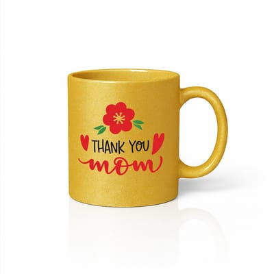 Thank You Mom Mok 330 ml – gouden koffiemok met bloemen Moederdag design – Cadeau voor mama