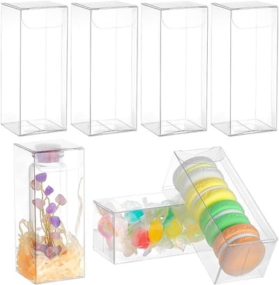 30 Stuks Transparante Plastic PVC Dozen, 4x4x10cm Duidelijke Rechthoekige Verpakkingen voor Trouwen, Feest, Snoep, Koekjes en Cadeaus