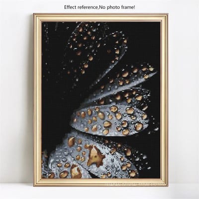 Peinture diamant 5D à faire soi-même, strass, point de croix, fleur ronde complète, mosaïque 20X30CM black