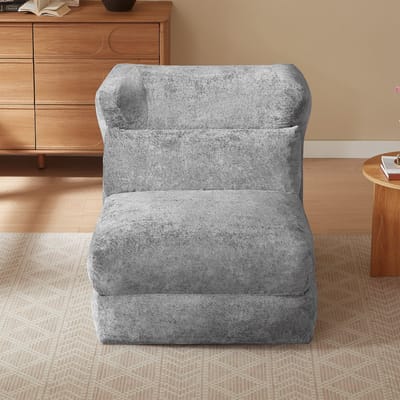 REDOM - Fauteuil - Multifunctionele eenpersoonsbank - Uniek ontwerp - Modern en decoratief - Comfortabele schuimvulling - Grijs - 90 x 118 x 86 cm