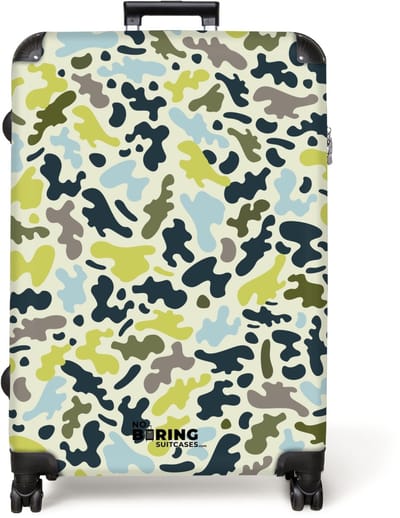 NoBoringSuitcases.com® - Koffer groot - Reiskoffer lichtgewicht - Camouflage - Groen - Blauw - Jongens - Kinderen - Rolkoffer met 4 wielen - Grote trolley XL - 98 liter bagage