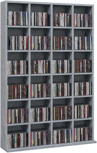 HOMCOM-CD-opbergmeubel - Spaanplaat - 89x20x130,5cm - Grijs