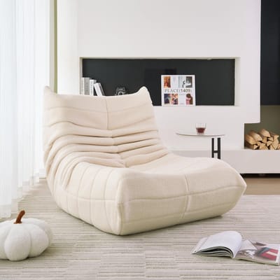 MIVRAY Relax Zitzak - Indoor Zitzak Volwassenen Met Rugleuning En Teddybekleding - Beige