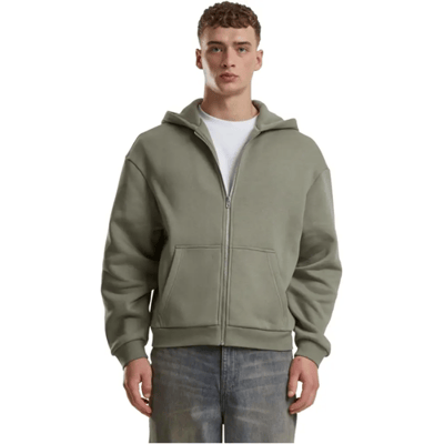 Urban Classics fleece capuchontrui met trekkoord, relaxte pasvorm, paleo-olijfgroen, maat M