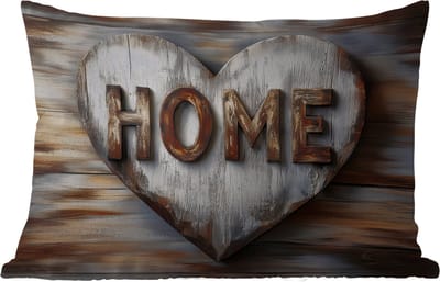 Buitenkussens - Home - Hart - Houtlook - Liefde - 60x40 cm - Weerbestendig
