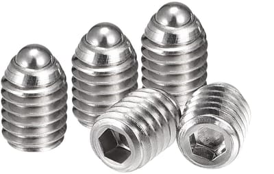 Kogelkop stelschroeven M6 x 8 mm RVS met veer en binnenzeskant - 10 stuks
