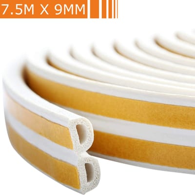 Simple Fix Tochtstrip - 7.5 meter x 9mm - Tochtstrips voor deuren - Tochtstopper - Tochtband - Tochtrol - Zelfklevend en Isolerend - D-profiel - Wit