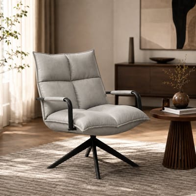 Draaifauteuil Floris - Micro Leder - Grijs - 360 graden draaibaar