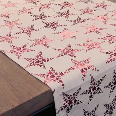 Unique Living | Tafelloper Stars 42x150cm natural/red