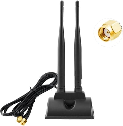 WiFi Antenne - Signaalversterker Router - Verbeter Signaal - Dubbele Frequentie MIMO - 1.2 Meter Kabel - Zwart