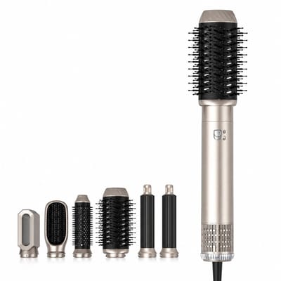 6-in-1 Gouden Heteluchtborstel - Multifunctionele Haarstyler voor Alle Haartypes