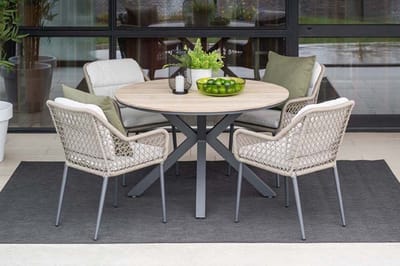 GI Toledo/Edison Ø122 cm. (5-delig) - ronde tuinset